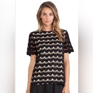 Kate Spade Scalloped Black Lace Top - 0